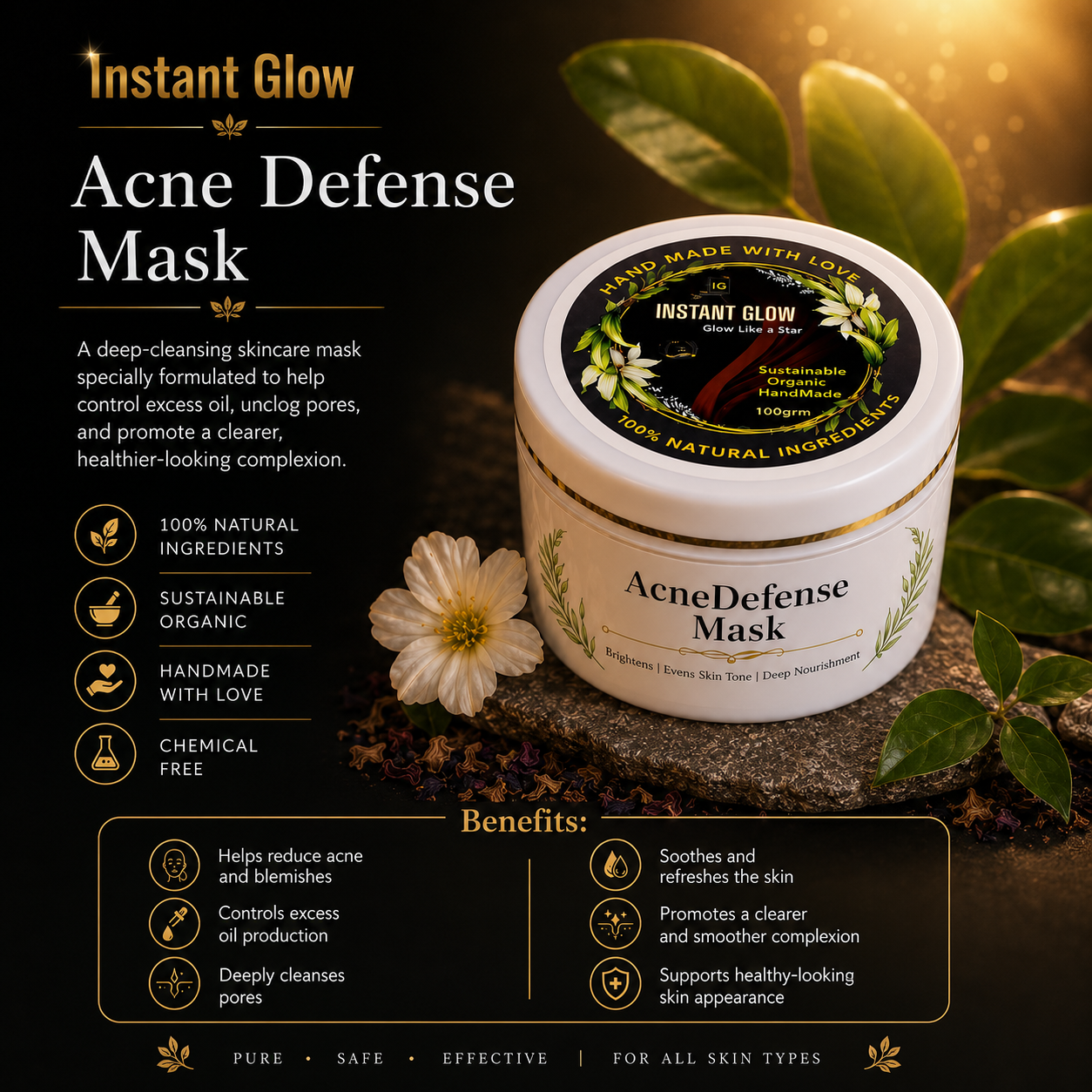 Acne Defense Mask – Deep Cleansing, Oil Control & Clear Skin -50g