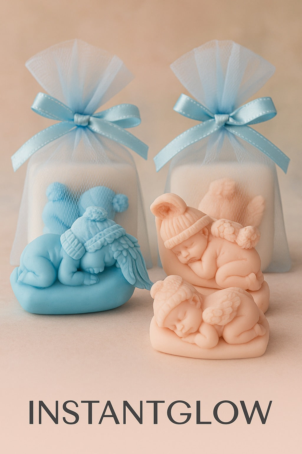 Instant Glow Baby Gift Soap – Pink & Blue in Organza Gift Bags