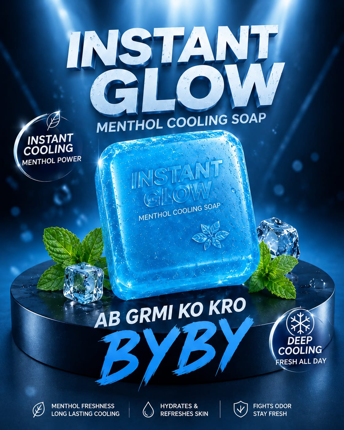 Instant Glow Menthol Cooling Soap – Blue Spotlight