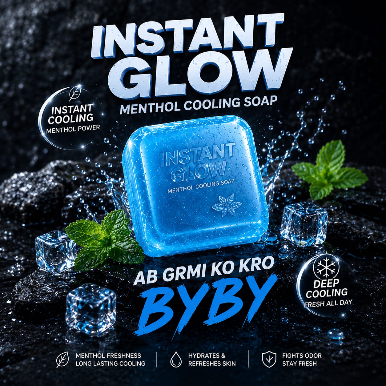 Instant Glow Menthol Cooling Soap – Dark Background