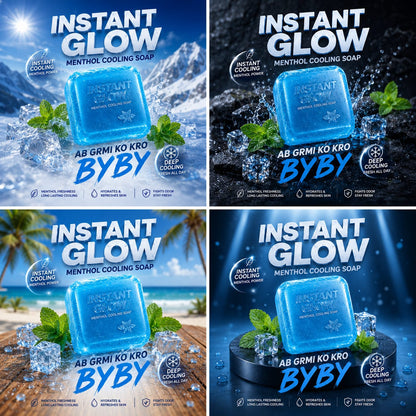 Instant Glow Menthol Cooling Soap – 4 Backgrounds Collage