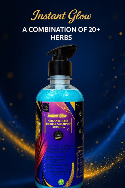 Instant Glow Organic Herbal Shampoo 500ml – Single Bottle Gold Stars Display