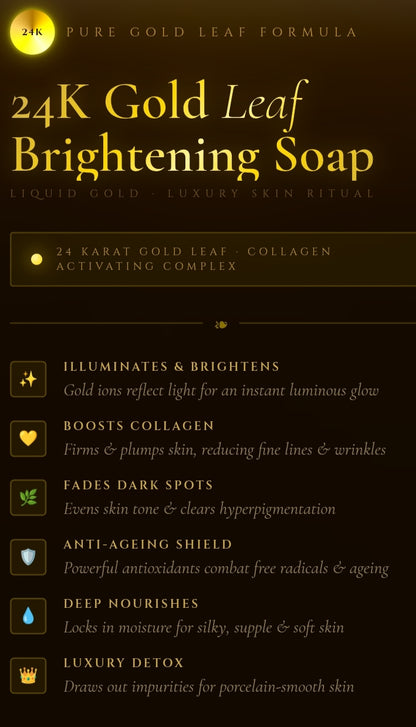 Instant Glow 24K Gold Leaf Soap – Benefits Infographic
