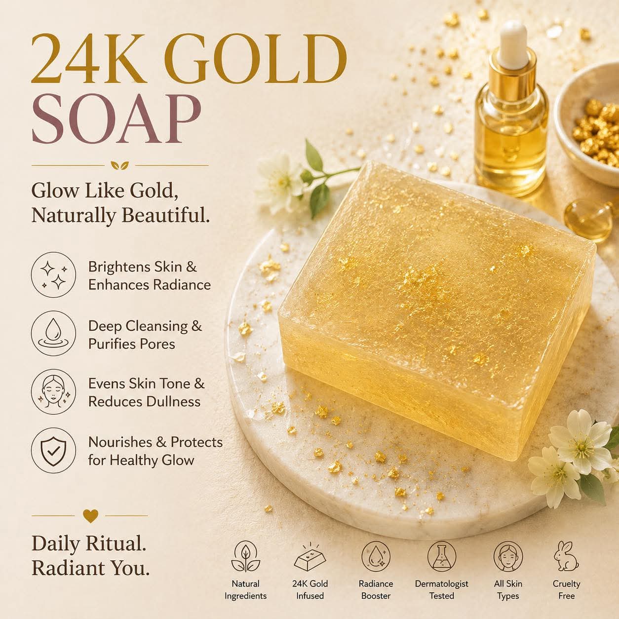 24K Gold Leaf Brightening Soap