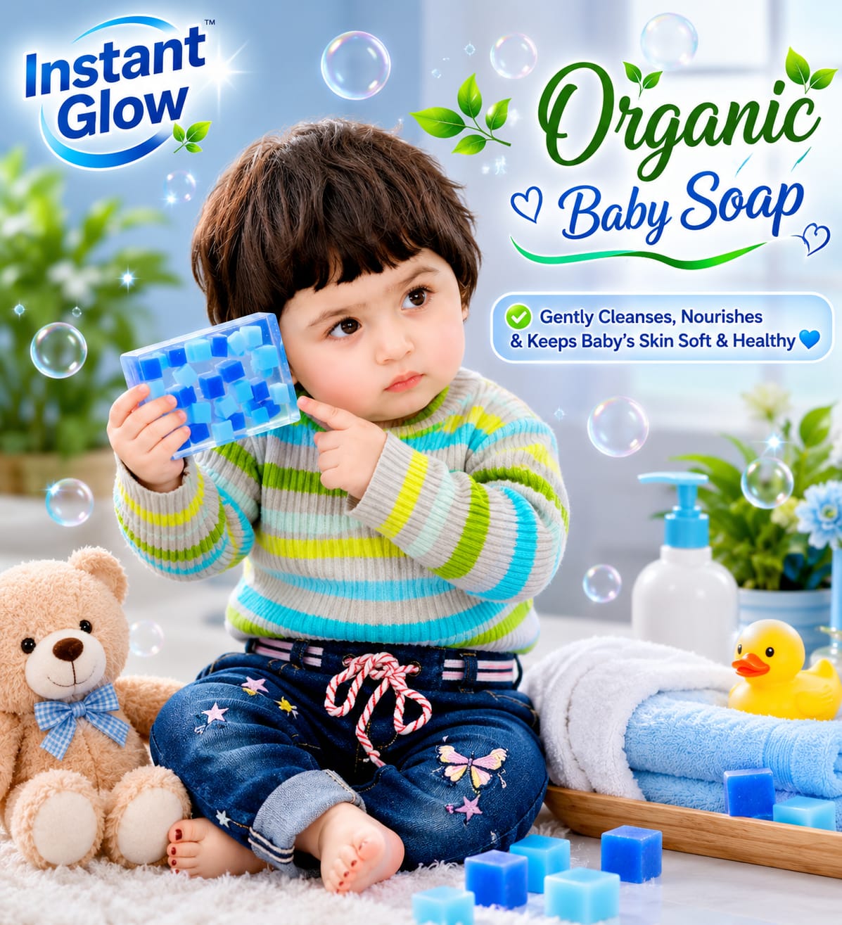 Instant Glow Crystal Cubes Baby Care Bar – Gently Cleanses Nourishes