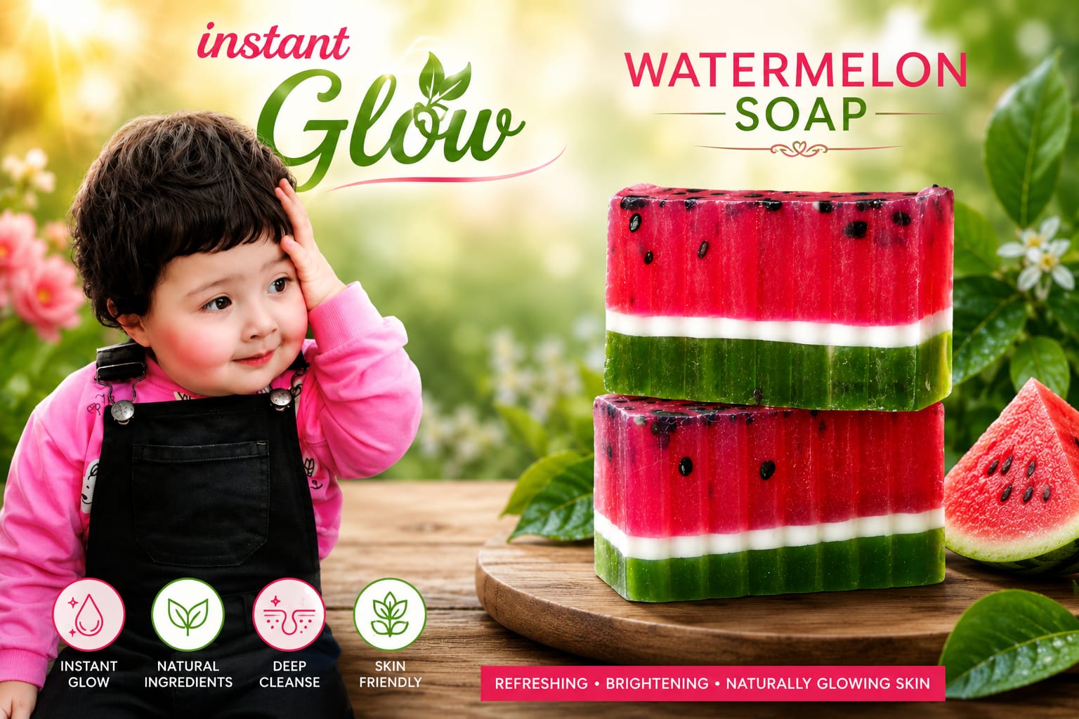 Instant Glow Watermelon Soap – Baby Girl Surprised with Soap Stack