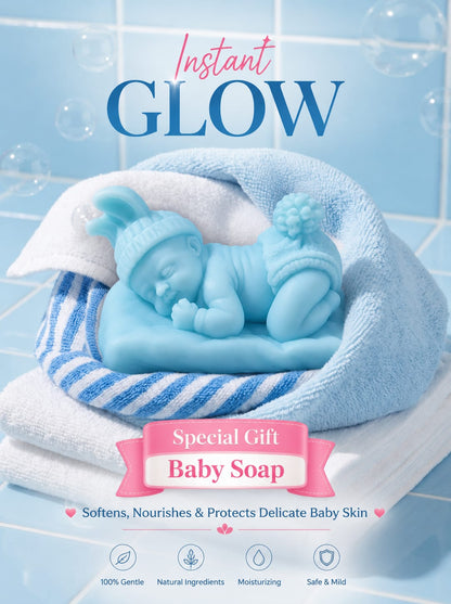 Instant Glow Baby Gift Soap – Blue Baby Boy Soap with Towel