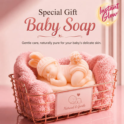 Instant Glow Baby Gift Soap – Pink Sleeping Baby in Gift Basket