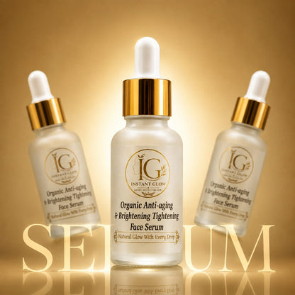 Instant Glow Organic Anti-Aging Brightening Face Serum - Triple bottle display