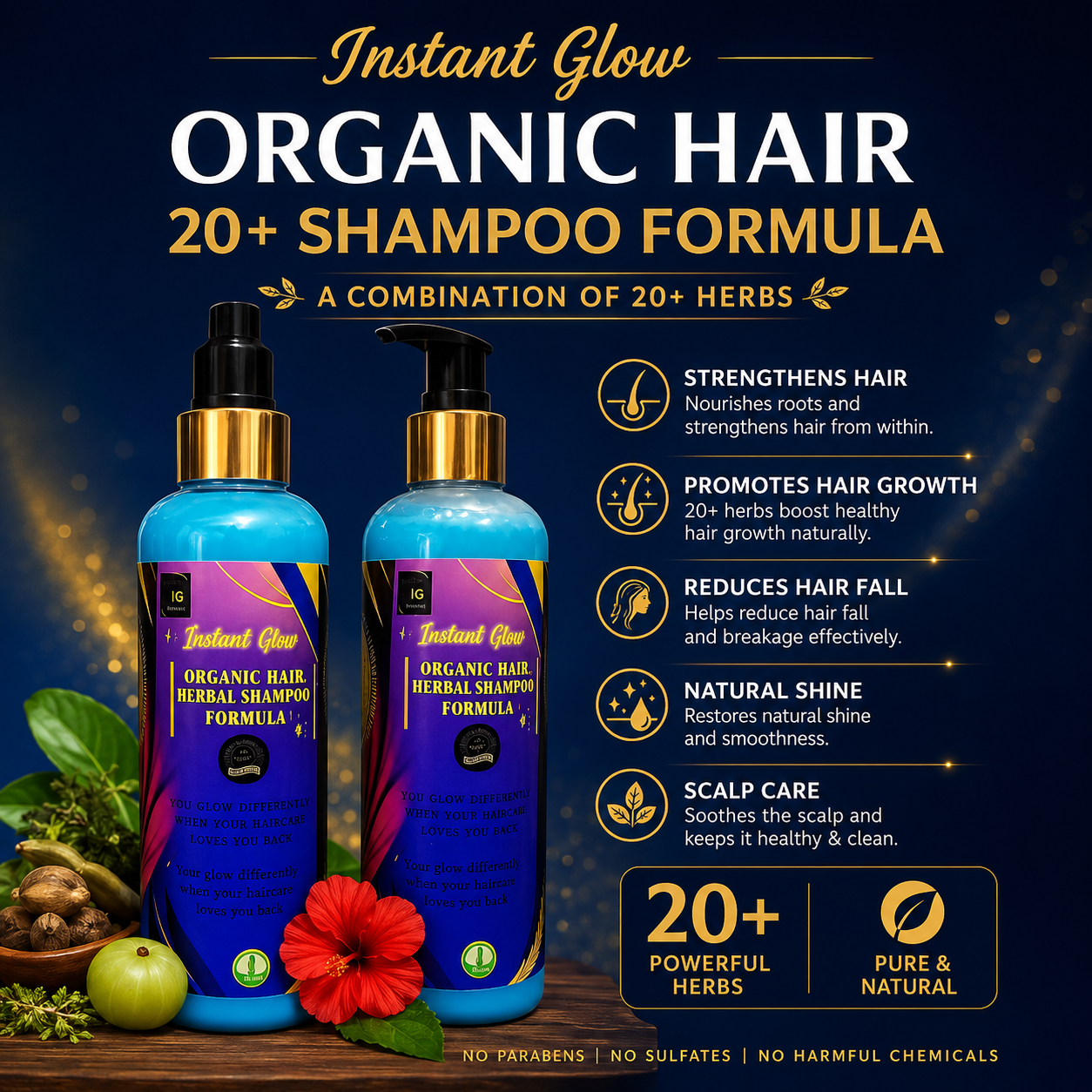 Herbal Shampoo 20 +Formula – 250ml | A Combination of 20+ Herbs